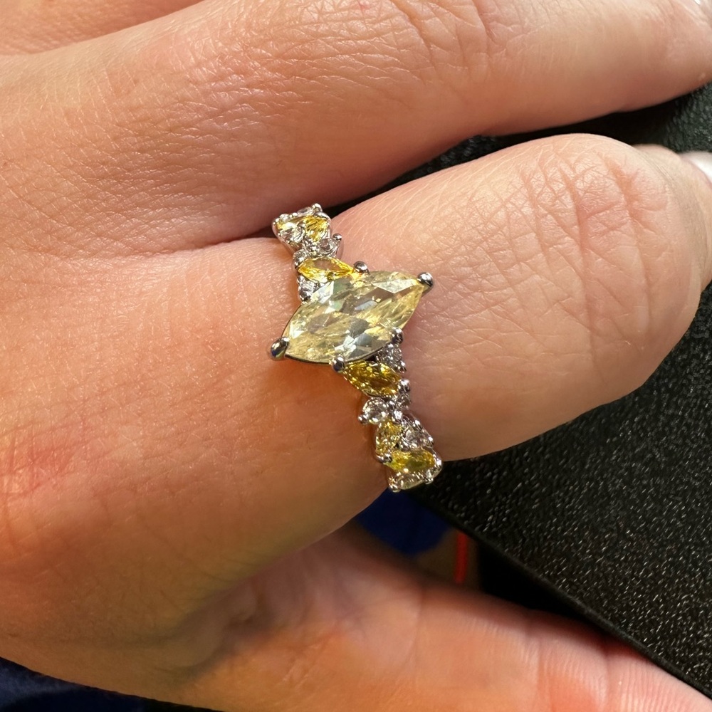 Lemon Cubic Zirconia Rhodium Plating BP Ring